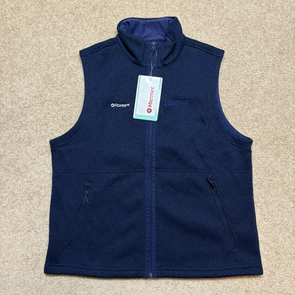 Marmot Vest NWT Womens Large Blue Drop Line Fleece Full Zip Pockets Arctic Navy